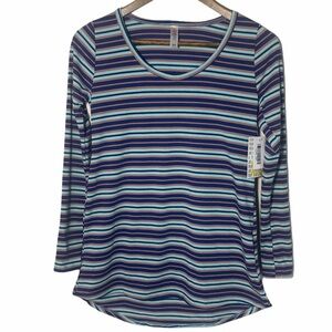 NWT Lularoe Womens Lynnae XXS Striped Long Sleeve Blue & Purple Top